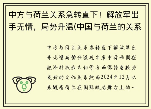 中方与荷兰关系急转直下！解放军出手无情，局势升温(中国与荷兰的关系如何)