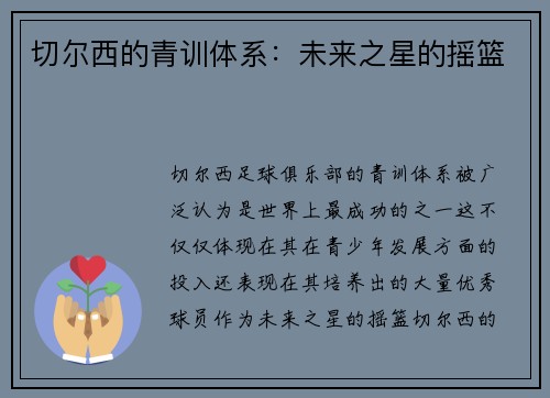 切尔西的青训体系：未来之星的摇篮